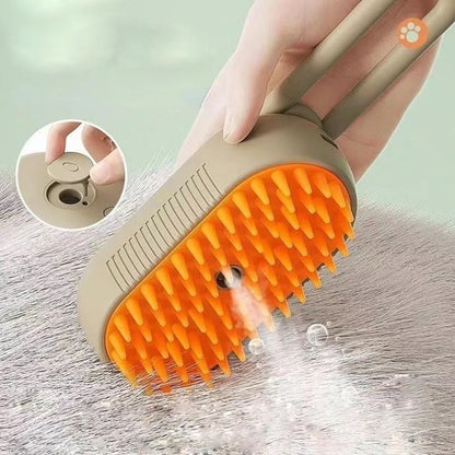 3-in-1 Electric Pet Grooming Brush with Steam Spray – Cat and Dog Hair Removal, Massage, and Grooming Comb with 360° Rotating Handle